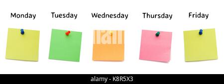 Digital composite of sticky notes for the week Stock Photo