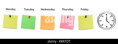Digital composite of sticky notes with clock Stock Photo