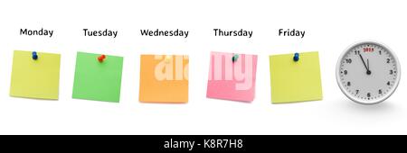 Digital composite of sticky notes with clock Stock Photo