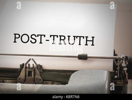 Digital composite of Post-truth text on typewriter Stock Photo