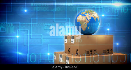 interface against black background with shiny squares Stock Photo