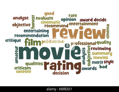 Movie review word cloud Stock Photo