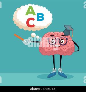 Cute brain cartoon Stock Vector