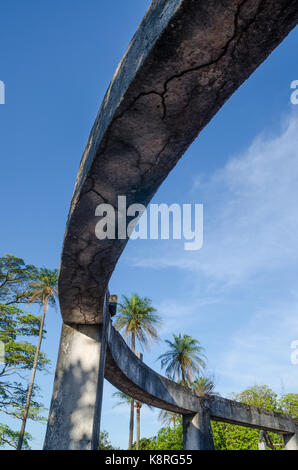 Ruins of once grand mansion or lodge on island Bubaque in Bijagos Archipelago of Guinea Bissau, West Africa. Stock Photo