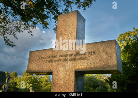 cross shaped tombstone brompton cemetery Stock Photo