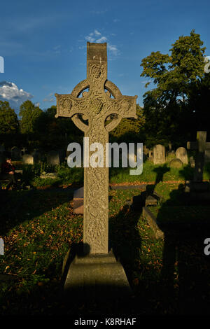 celtic cross in graveyard Stock Photo