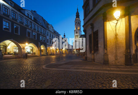 Townhall Goerlitz Untermarkt evening Stock Photo