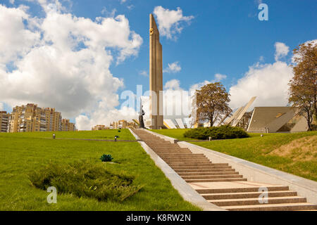 Obelisk 'Hero city Minsk' and Belarusian Great Patriotic War Museum in Minsk, Belarus Stock Photo