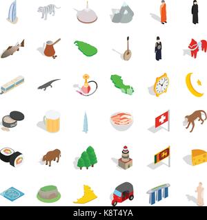 Islam icons set, isometric style Stock Vector