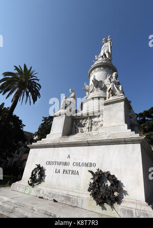 Christopher Columbus Statue, Piazza Acquaverde, Genoa, Liguria, Italy Stock Photo