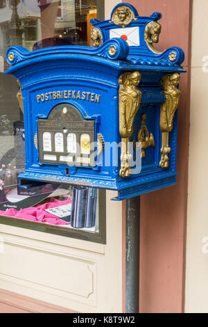 BERNKASTEL-KEUS, GERMANY - 5TH Aug 17:  Old fashion letter boxes are still being used in the old town to blend in with the Medieval scenery. Stock Photo