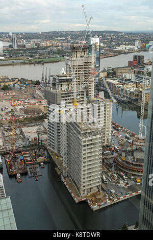 Construction of another high rise office building at Canary Wharf in London, England. Stock Photo