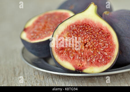 Close up of fresh figs on a plate Stock Photo