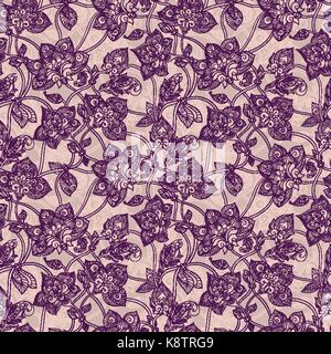 Beautiful seamless ornament in beige with swirls and flowers Stock Vector