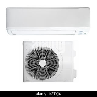 Air conditioner split inverter system isolated on white. Stock Photo