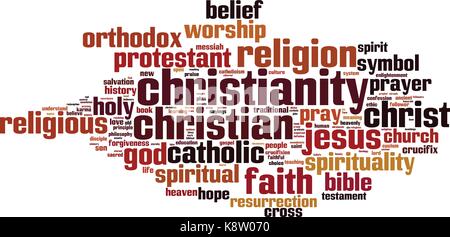 Christianity word cloud concept. Vector illustration Stock Vector