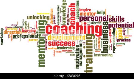 Coaching word cloud concept. Vector illustration Stock Vector