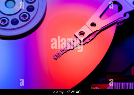 Hard disk drive platter and read / write head (HDD read/write head, Hard Drive) Stock Photo