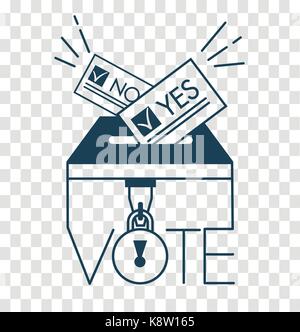 Voting concept - hand putting paper in the ballot box. ballot icon the signs to vote yes or no. Icon, silhouette in the linear style Stock Vector