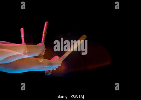 The table tennis player serving Stock Photo