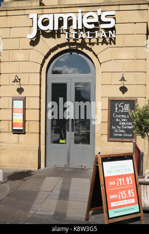 Entrance to Jamie Oliver's Italian restaurant in Newcastle, north east England, UK Stock Photo