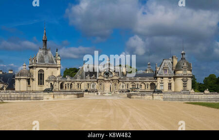 The castle of Chantilly is historical and architectural monument, France. Stock Photo