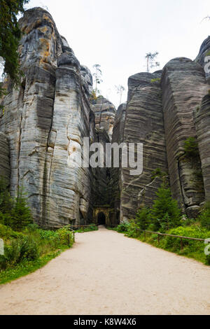 Gotic gate in Unique rocks mountain Adrspasske skaly in national park Adrspach, Czech republic Stock Photo