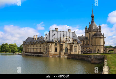 The castle of Chantilly is historical and architectural monument, France. Stock Photo