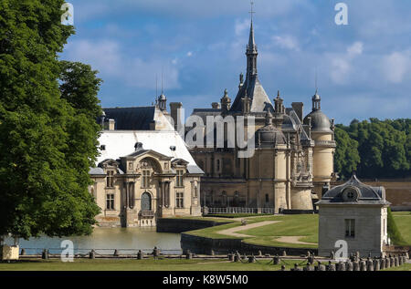 The castle of Chantilly is historical and architectural monument, France. Stock Photo