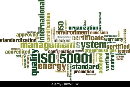 ISO 50001 word cloud concept. Vector illustration Stock Vector