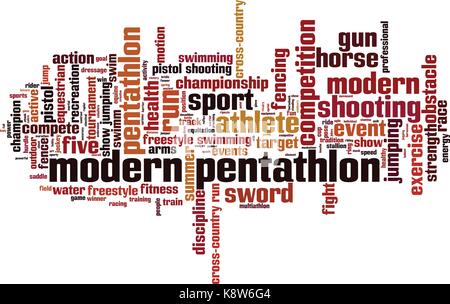 Modern pentathlon word cloud concept. Vector illustration Stock Vector