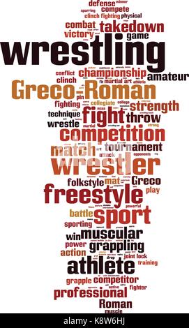 Wrestling word cloud concept. Vector illustration Stock Vector