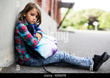 primary student depress at the school Stock Photo