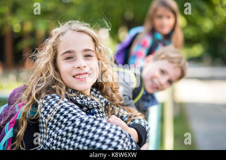 Group of primary Pupils Outside Classroom Stock Photo
