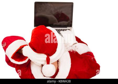 Santa Claus with laptop Stock Photo