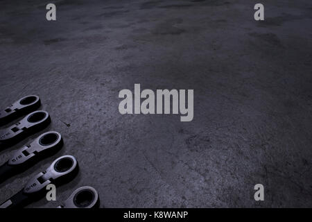 Wrenches On Concrete Floor Stock Photo