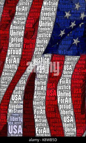 American flag made using words on the subject. Stock Photo