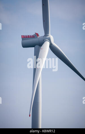 The 6MW Siemens SWT-6.0-154 Wind Turbine Generator on Race Bank Offshore Wind Farm Stock Photo