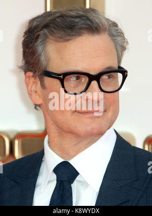 LONDON - SEP 18, 2017: Colin Firth attends the Kingsman: The Golden Circle World Premiere at Odeon Leicester Square Stock Photo