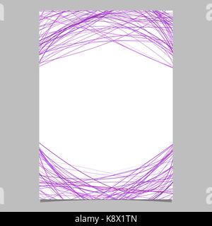 Stationery template with chaotic curved stripes in purple tones at top and bottom - blank vector page design Stock Vector