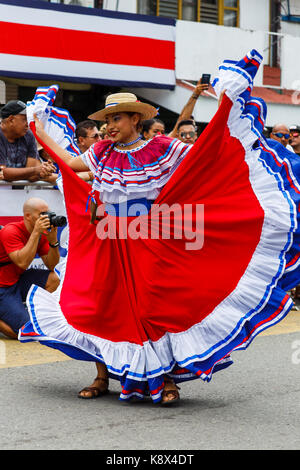 Costa Rican Ribbon Dancer Traditional red and blue Costa Rican oxcart Stock Photo - Alamy