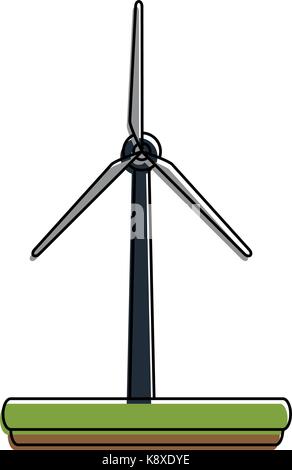 wind turbines in forest icon image  Stock Vector