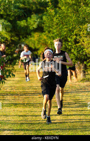 Image from a middle school cross country meet held in Oregon, Wisconsin. Stock Photo