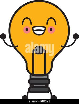 Bulb light energy cute kawaii cartoon Stock Vector