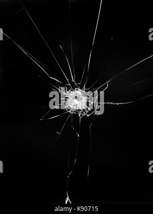 Bullet hole in glass Stock Photo