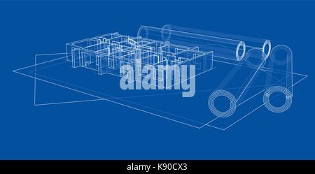 Drawings with floor model. Vector Stock Vector