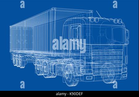 Truck with semitrailer. Vector Stock Vector