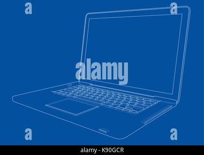 Laptop sketch. Vector Stock Vector