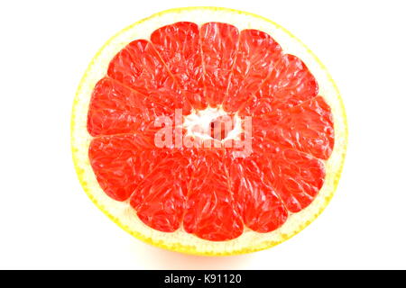 composition of a pink grapefruit isolated on a white background Stock Photo