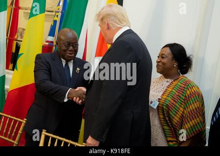 New York, New York, USA. 21st Sept, 2017. U.S. President Donald Trump meets with African leaders on the sidelines of the 72nd Session of the United Nations General Assembly at the Palace Hotel September 20, 2017 in New York City. Credit: Planetpix/Alamy Live News Stock Photo